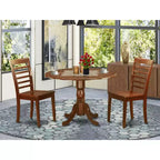 Set Tavolo da Cucina Moderno con Sedie - Set da Pranzo Rotondo 5 Pezzi, Finitura Mogano