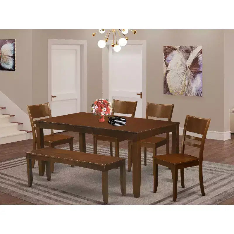 Set da pranzo Island Oasis - Tavolo e panca con 4 sedie - Tavolo allungabile 54/66