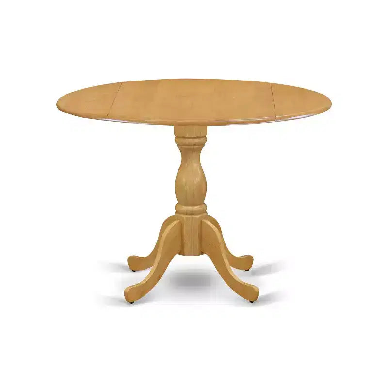 Tavolo da pranzo a 5 pezzi con piano in legno massello con finitura rovere naturale e 4 sedie con schienale a doghe