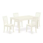HomeStock 5-Pc Linen White Finish Solid Wood Top - Rectangular Dining Room Set - Seats 4