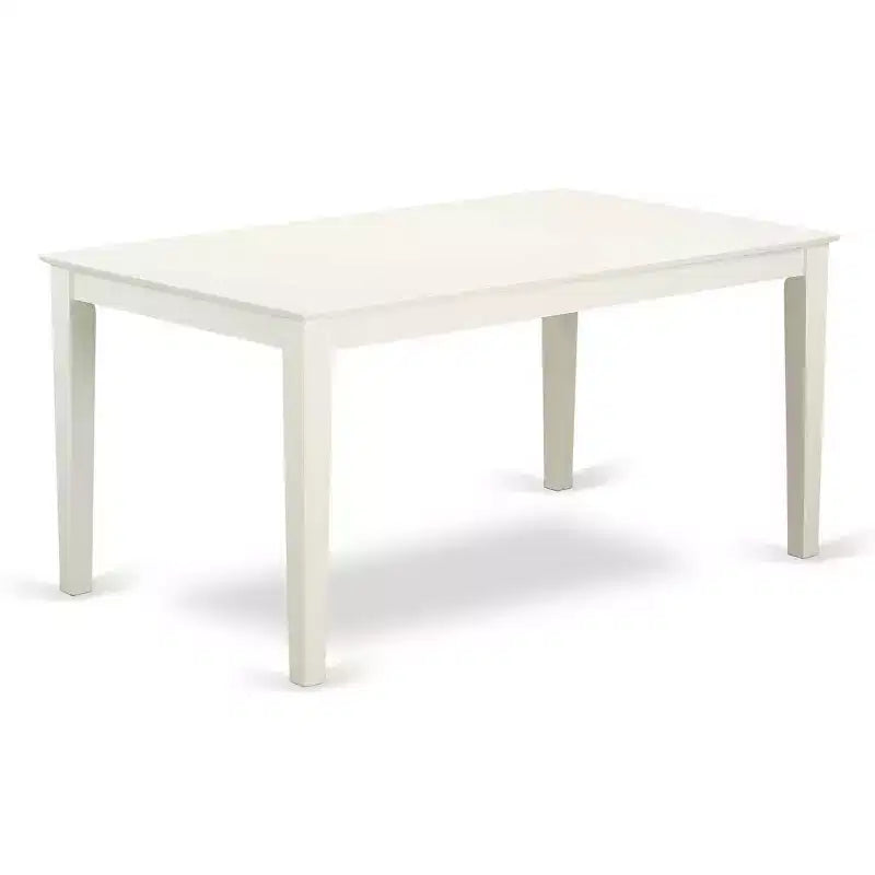 Set da pranzo rettangolare 5 pezzi con piano in legno massello finitura bianco lino - 4 posti a sedere