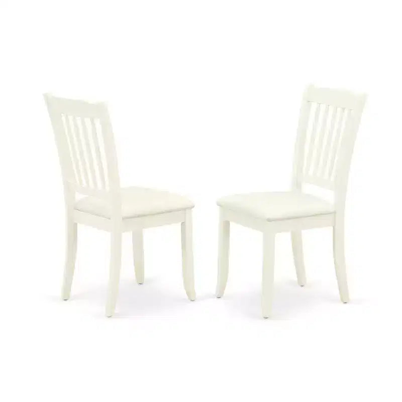 Set da pranzo rettangolare 5 pezzi con piano in legno massello finitura bianco lino - 4 posti a sedere