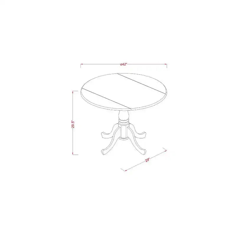 Set da pranzo rotondo in 3 pezzi in legno massello con finitura mogano - 4 posti a sedere