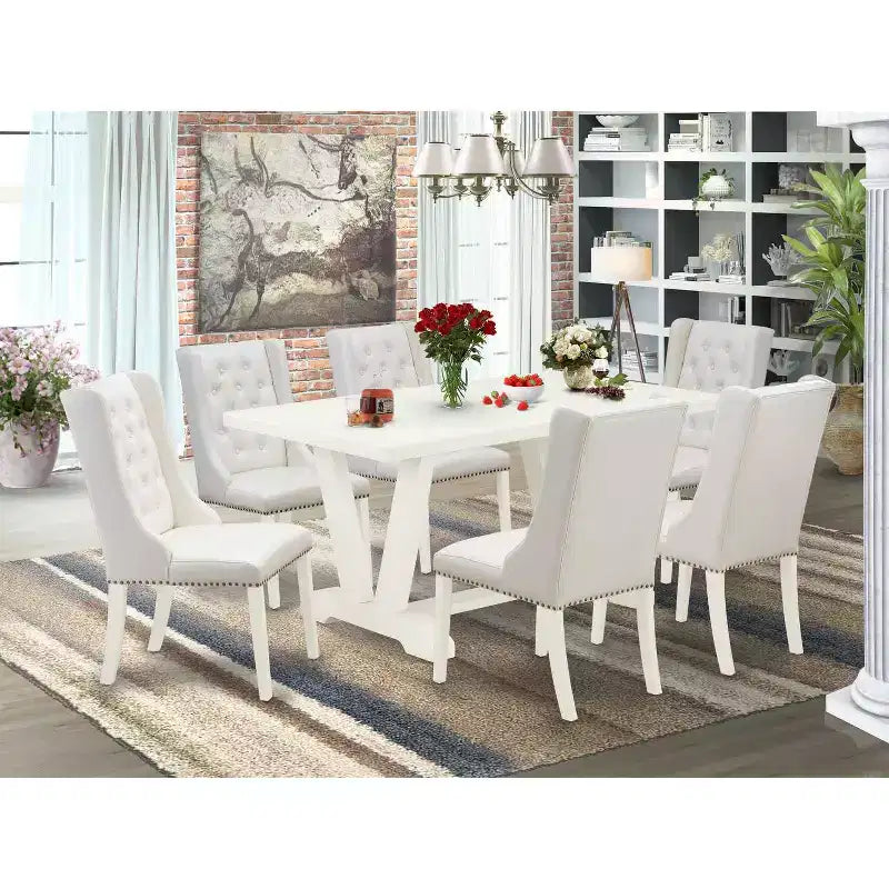 Tavolo da pranzo 7 pezzi con piano in legno massello finitura rovere naturale e 6 sedie