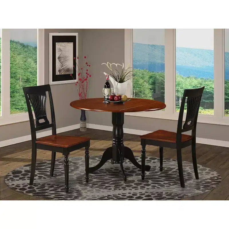 Set da pranzo rotondo per 2 - Tavolo da cucina con sedie - Finitura Marrone Sella