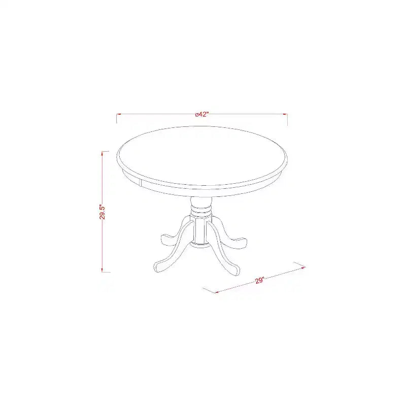Set Dinette da Cucina Rotondo - Tavolo da 42 Pollici e 4 Sedie - Set da Pranzo Moderno