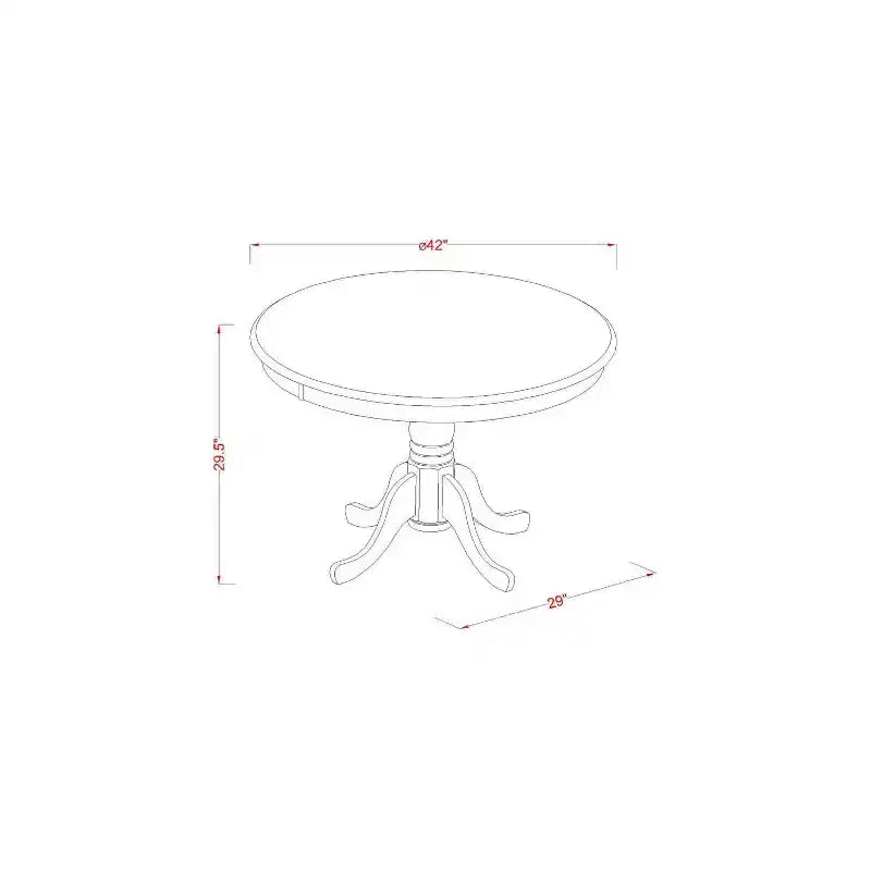 Set da pranzo neoclassico da 5 pezzi - Tavolo da cucina rotondo e 4 sedie Parson bordeaux - Finitura mogano