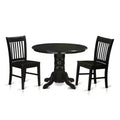 HomeStock 3-Pc Black Finish Solid Wood Top - Dining Room Set - Seats 4