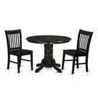 HomeStock 3-Pc Black Finish Solid Wood Top - Dining Room Set - Seats 4
