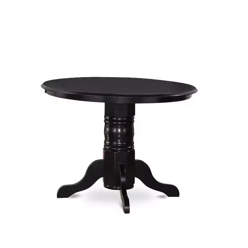 Set da Pranzo 3 Pezzi con Piano in Legno Massello Finitura Nera - 4 Posti