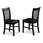 Set da Pranzo 3 Pezzi con Piano in Legno Massello Finitura Nera - 4 Posti