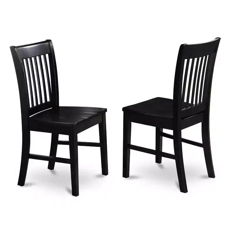 Set da Pranzo 3 Pezzi con Piano in Legno Massello Finitura Nera - 4 Posti