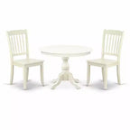 3-Piece Linen White Finish Solid Wood Top - Dining Room Set - Seats 4