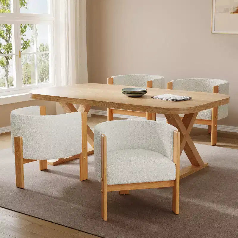 Christopher Knight Home Evelina Modern Boucle Upholstered Dining Chairs with Barrel Back (Set of 4)