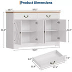 Credenza da fattoria da 57 pollici con contenitore, con 4 ante e 2 cassetti, armadietto da caffè con ripiani regolabili, contenitore multifunzione per sala da pranzo
