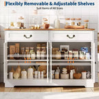 Credenza da fattoria da 57 pollici con contenitore, con 4 ante e 2 cassetti, armadietto da caffè con ripiani regolabili, contenitore multifunzione per sala da pranzo