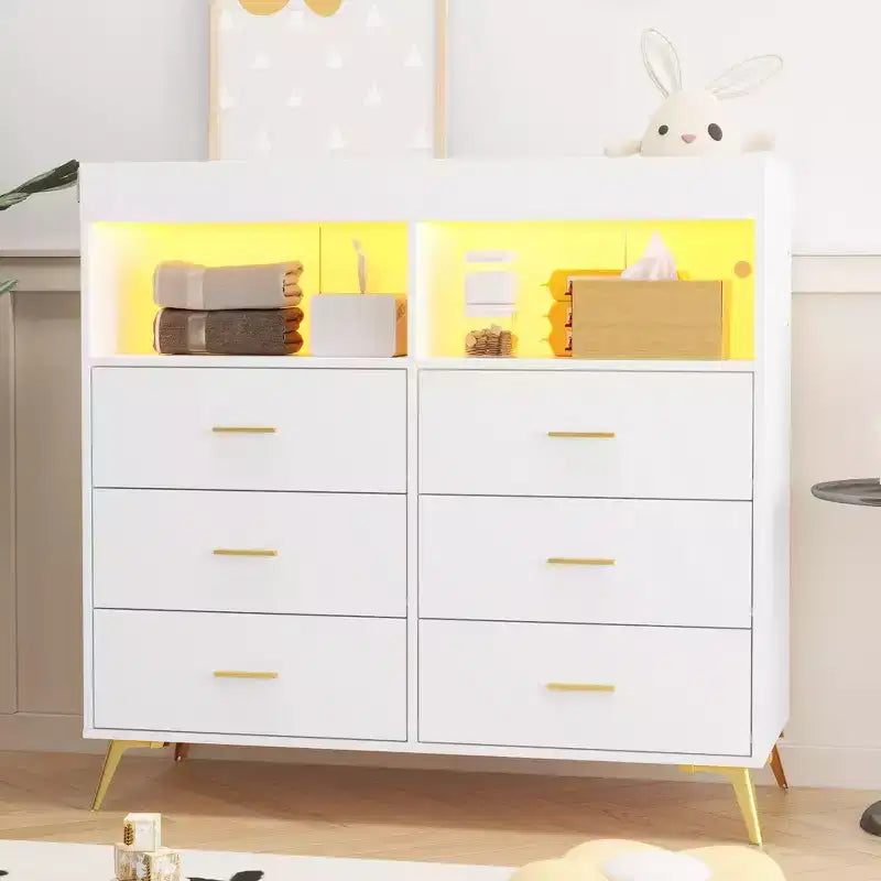Comò Fasciatoio a 6 Cassetti - Altezza 105,4 cm, Mobile Multifunzione per la Cameretta