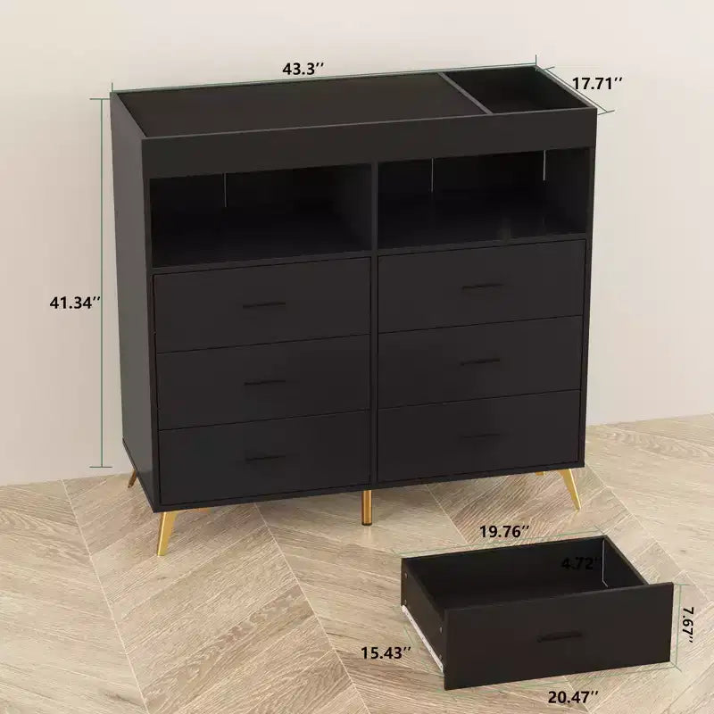 Comò Fasciatoio a 6 Cassetti - Altezza 105,4 cm, Mobile Multifunzione per la Cameretta