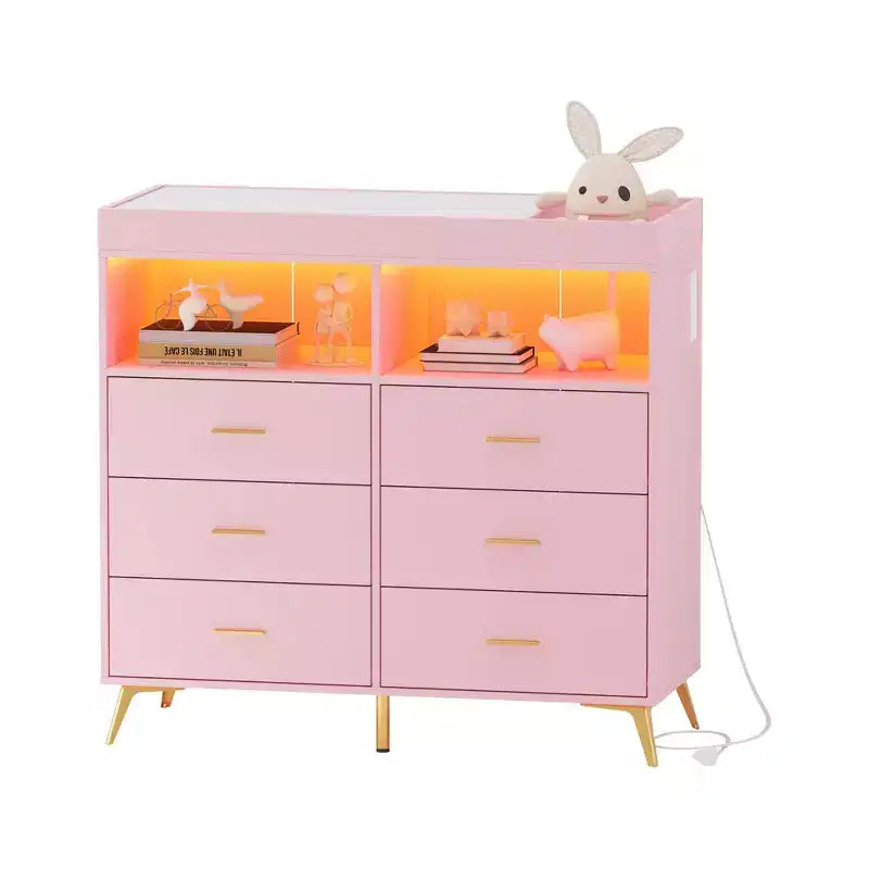 Comò Fasciatoio a 6 Cassetti - Altezza 105,4 cm, Mobile Multifunzione per la Cameretta