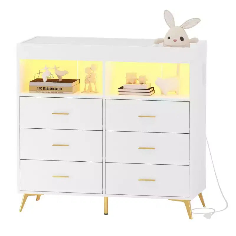 Comò Fasciatoio a 6 Cassetti - Altezza 105,4 cm, Mobile Multifunzione per la Cameretta