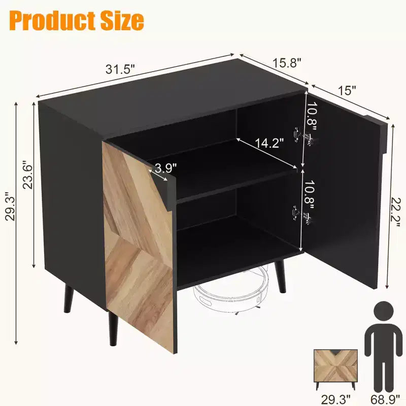 Mobile contenitore da 80 cm con ripiano e ante, madia moderna, mobiletto indipendente per sala da pranzo, soggiorno o ingresso