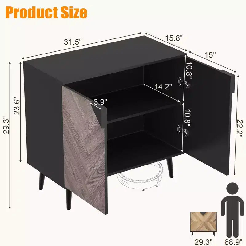 Mobile contenitore da 80 cm con ripiano e ante, madia moderna, mobiletto indipendente per sala da pranzo, soggiorno o ingresso