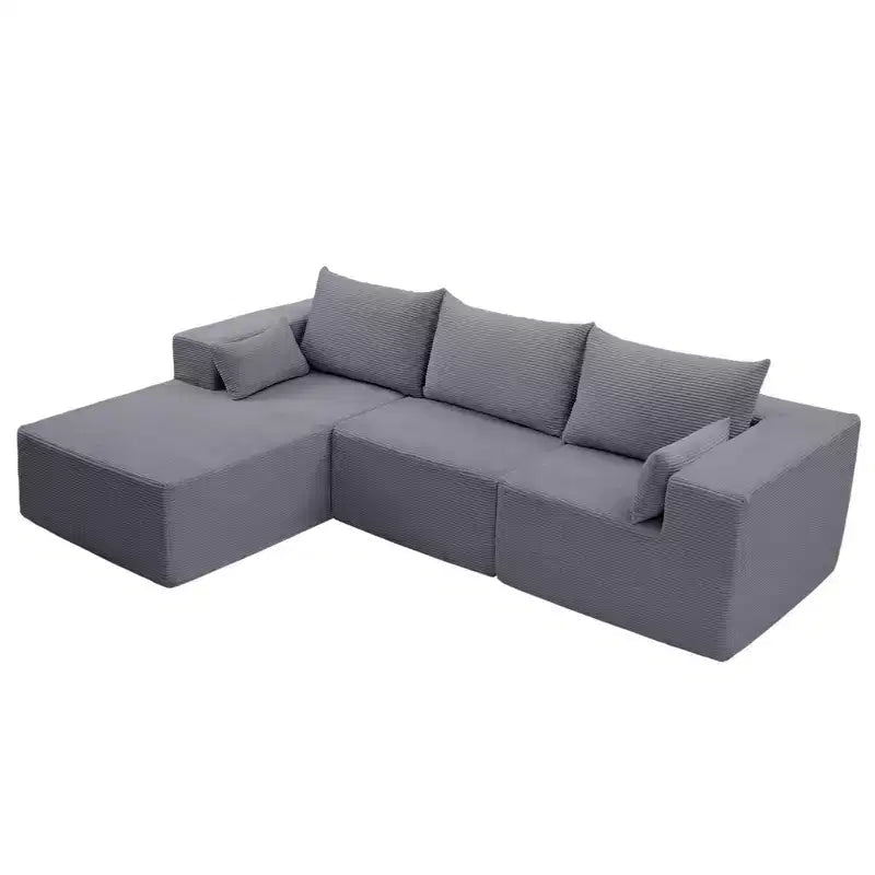 Set di divani componibili a L in velluto a coste da 105,51 pollici con pouf