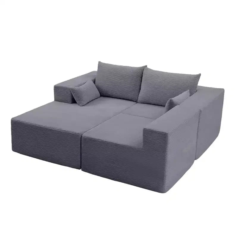 Set di divani componibili a L in velluto a coste da 105,51 pollici con pouf