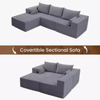 Set di divani componibili a L in velluto a coste da 105,51 pollici con pouf