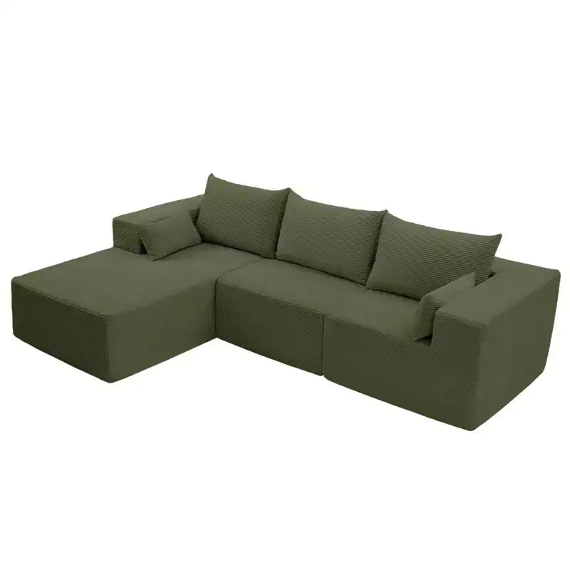 Set di divani componibili a L in velluto a coste da 105,51 pollici con pouf