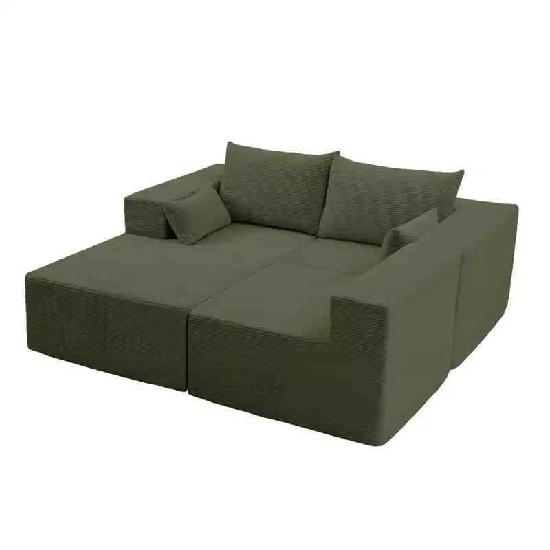Set di divani componibili a L in velluto a coste da 105,51 pollici con pouf