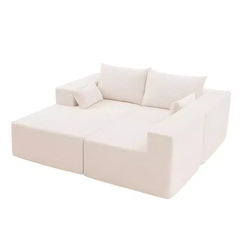 Set di divani componibili a L in velluto a coste da 105,51 pollici con pouf
