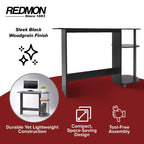 Scrivania multimediale per laptop Redmon Computer per casa o ufficio con ripiani portaoggetti, nera