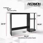 Scrivania multimediale per laptop Redmon Computer per casa o ufficio con ripiani portaoggetti, nera