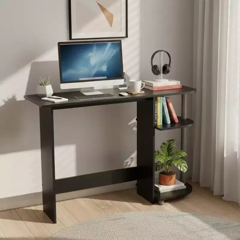 Scrivania multimediale per laptop Redmon Computer per casa o ufficio con ripiani portaoggetti, nera