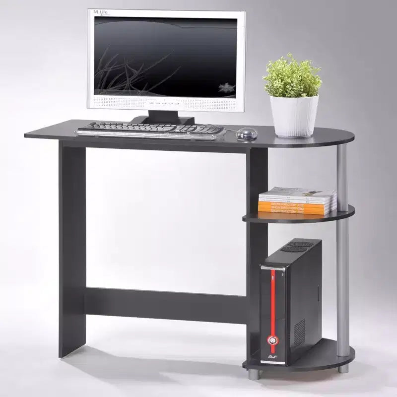Scrivania multimediale per laptop Redmon Computer per casa o ufficio con ripiani portaoggetti, nera