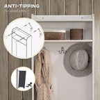 Appendiabiti rustico con panca porta scarpe e 3 ganci, appendiabiti con ripiani, portaoggetti per ingresso, soggiorno, corridoio, bianco
