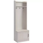 Appendiabiti rustico con panca porta scarpe e 3 ganci, appendiabiti con ripiani, portaoggetti per ingresso, soggiorno, corridoio, bianco