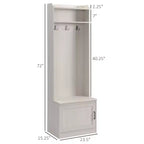 Appendiabiti rustico con panca porta scarpe e 3 ganci, appendiabiti con ripiani, portaoggetti per ingresso, soggiorno, corridoio, bianco
