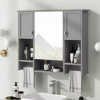Mobiletto da bagno, armadietto a muro con specchio, portasciugamani, pensile in legno per cucina, soggiorno, lavanderia