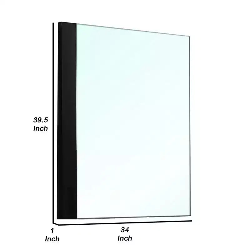 Specchio per Comò, 40 Pollici, Elegante Legno Nero Laccato, Design Senza Cornice