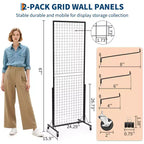 Espositore a Pannello Grigliato 2/3 Pezzi, 61 x 170 cm Griglia Movibile Resistente con Base