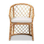 Sedia da pranzo Orchard imbottita in tessuto e rattan bianco/naturale: artigianato indonesiano, cuscino in schiuma