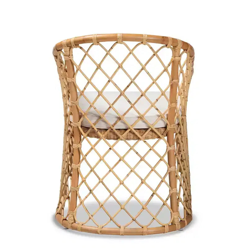 Sedia da pranzo Orchard imbottita in tessuto e rattan bianco/naturale: artigianato indonesiano, cuscino in schiuma