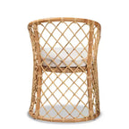 Sedia da pranzo Orchard imbottita in tessuto e rattan bianco/naturale: artigianato indonesiano, cuscino in schiuma