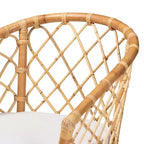 Sedia da pranzo Orchard imbottita in tessuto e rattan bianco/naturale: artigianato indonesiano, cuscino in schiuma