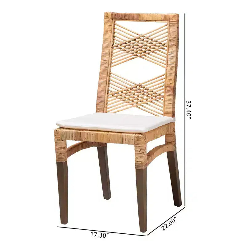Set 2 sedie da pranzo in rattan Poltak marrone