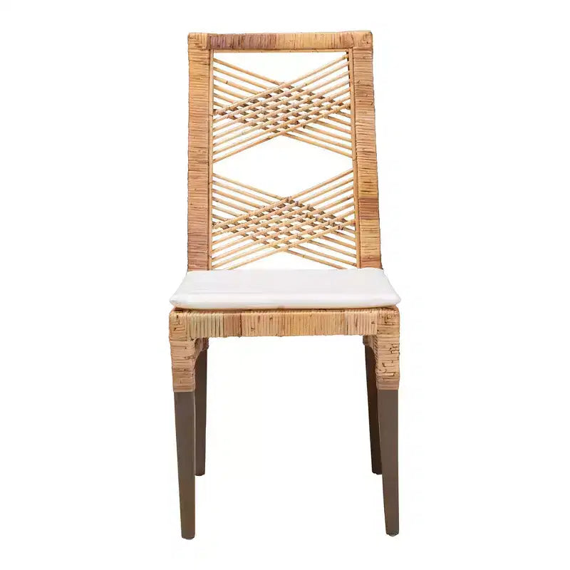 Set 2 sedie da pranzo in rattan Poltak marrone