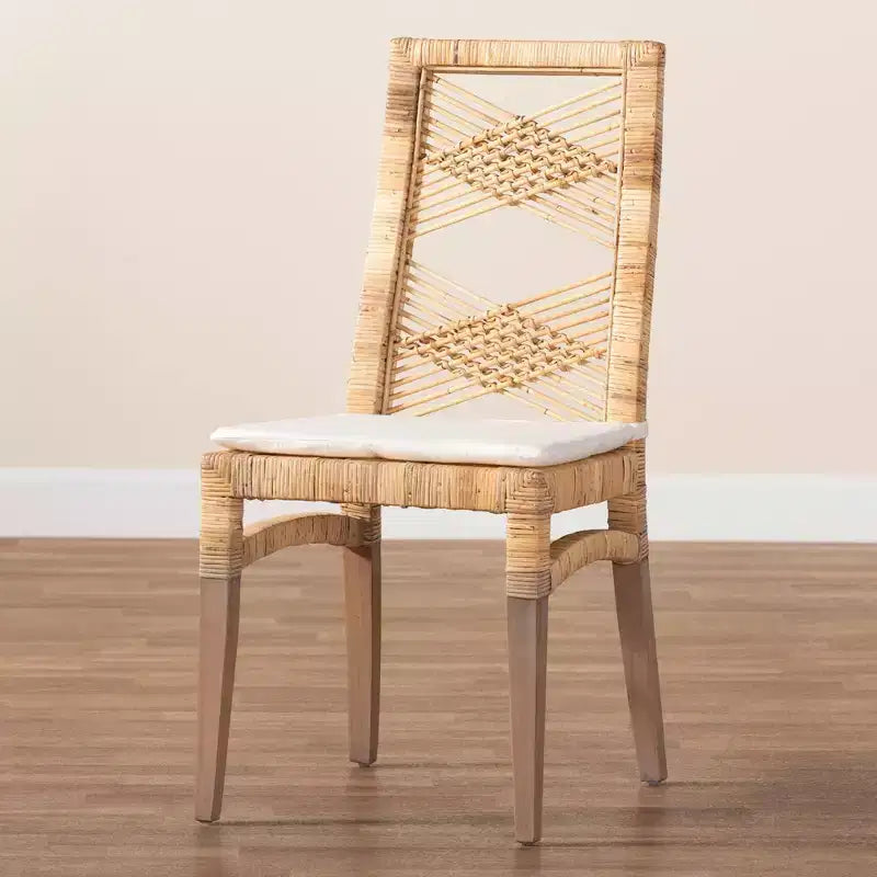 Set 2 sedie da pranzo in rattan Poltak marrone