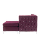 Jaszira Chaise Lounge 34", Velluto Borgogna: Elegante Bordo Borchiato, Struttura in Legno, Nessun Montaggio Richiesto